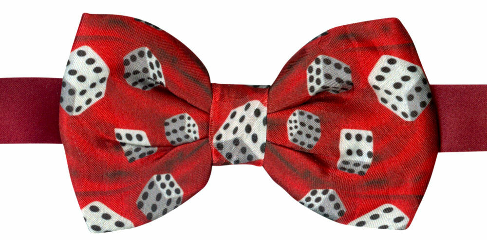 THE TIE STUDIO - Dice, Lucy 6 Dice on Red Men's Novelty Bow-Tie