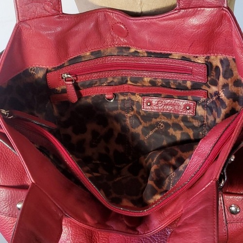 B.Makowsky 17x11x6" Schultertasche rot Pebbled Leder Trenntaschen Vintage 90er - Bild 7 von 13