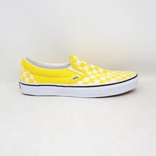 Vans Classic Slip On Checkerboard Cyber Yellow White Canvas Shoe Sneaker Mens US