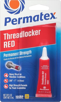 19962-12PK Red Permanent Strength Threadlocker - 6 ml Tube, (Pack of 12)