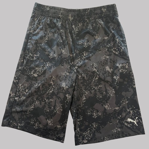 Puma Shorts Boys Large Black Spotted Paint All Over Print Drawstring Pockets