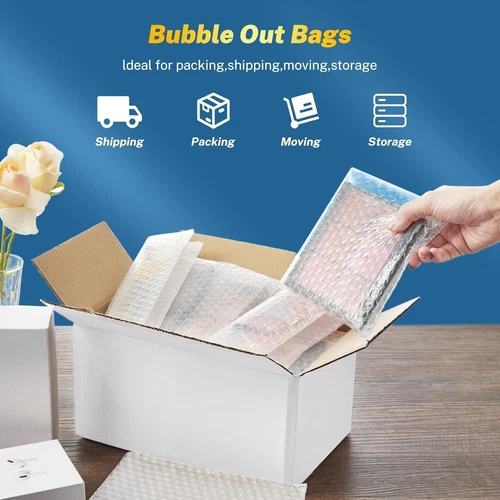 50 Pack Bubble Out Bag 6''x8'', Bubble Pouches Packaging Bags, Double Walled - Picture 4 of 7