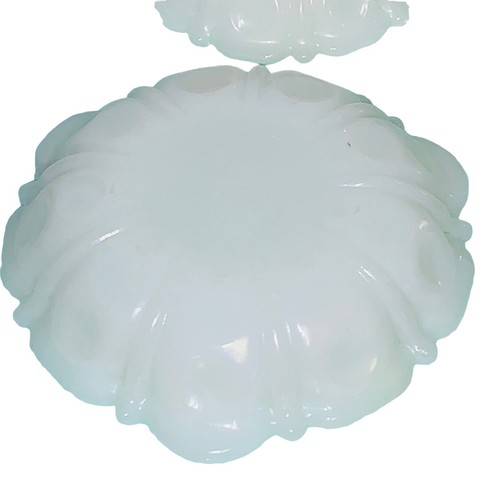 3 Vtg Anchor Hocking White Milk Glass Ashtray Ashtrays 5" & 4" Thumbprint GUC - Picture 7 of 12