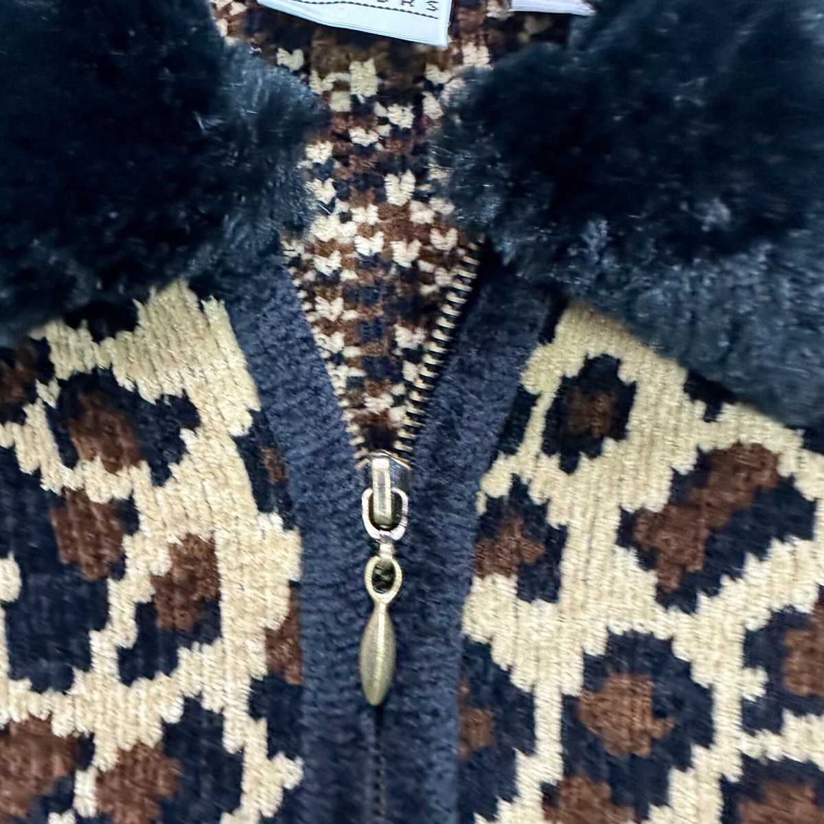 90s Y2K Small Leopard Cheetah Animal Print Chenille Zip 90s Y2K Small Leopard Cheetah Animal Print Chenille Zip
