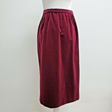 Vintage 70s Burgundy Velvet Pencil Skirt Hourglass Small/ Medium High Waist