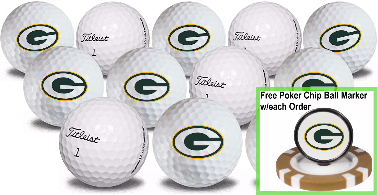 Green Bay Packers Golf Balls 12 pack Titleist ProV1 Refinished eBay