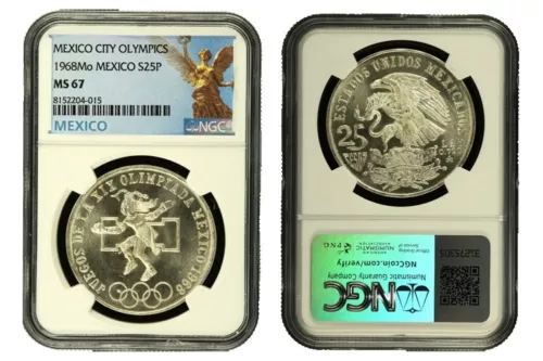 1968 Mo Mexico City Summer Olympics Commem 25 Pesos Type 1 NGC MS67