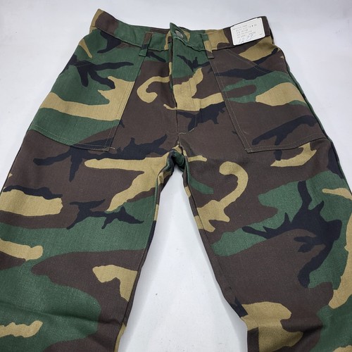Vintage NOS Youth Military Woodland Camo Cotton Poly Blend Pants Size 16x28 - Picture 4 of 6