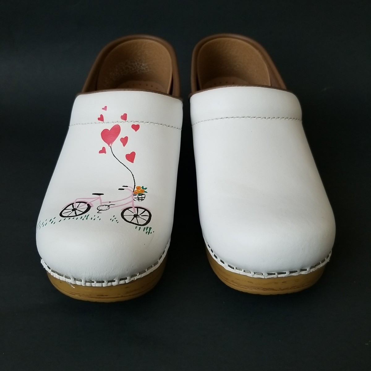 Dansko 36 Twin Pro Bicycle Hearts Valentines Clogs Leather Dansko 36 Twin Pro Bicycle Hearts Valentines Clogs Leather