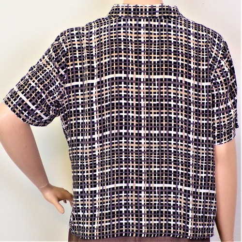 SILK! AUGUST MAX WOMAN size 24W brown/beige/buff plaid 100% silk shirt/blouse - Picture 7 of 14