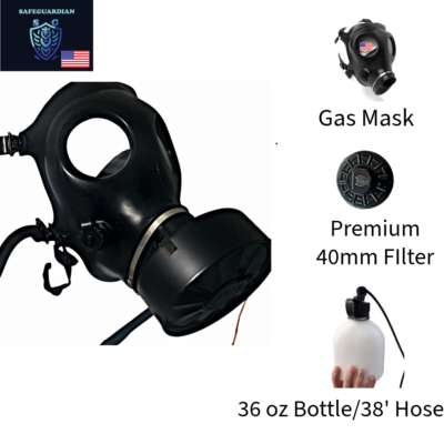 SafeGuardian Israeli GAS MASK with Premium 40mm FILTER and 36oz