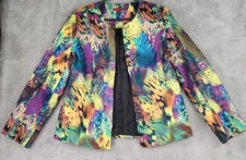Joni B. Jacket Womens Medium Multicolored Open Front Long Sleeve Vintage Blazer