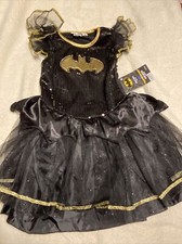 DC Batgirl Batman Tutu Dress Black Gold w/ Sequins Satin Child Small 4-6 NWT