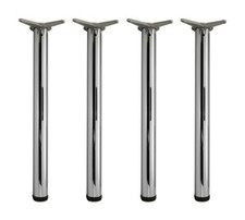 Kit 4 gambe per tavoli  regolabili In Metallo  cromo lucido  Altezza 71 cm
