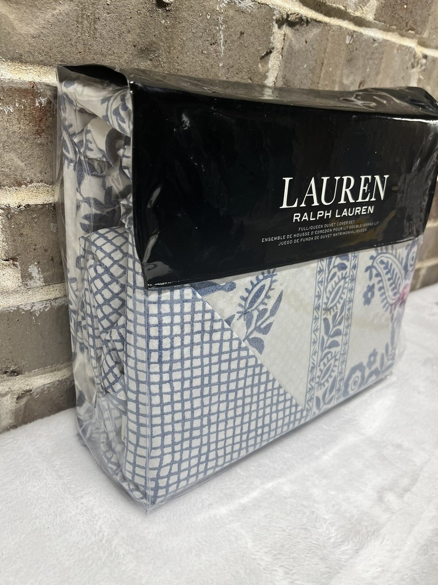 Ralph Lauren Wakefield Blue Paisley Full Queen Duvet Cover 3 pc