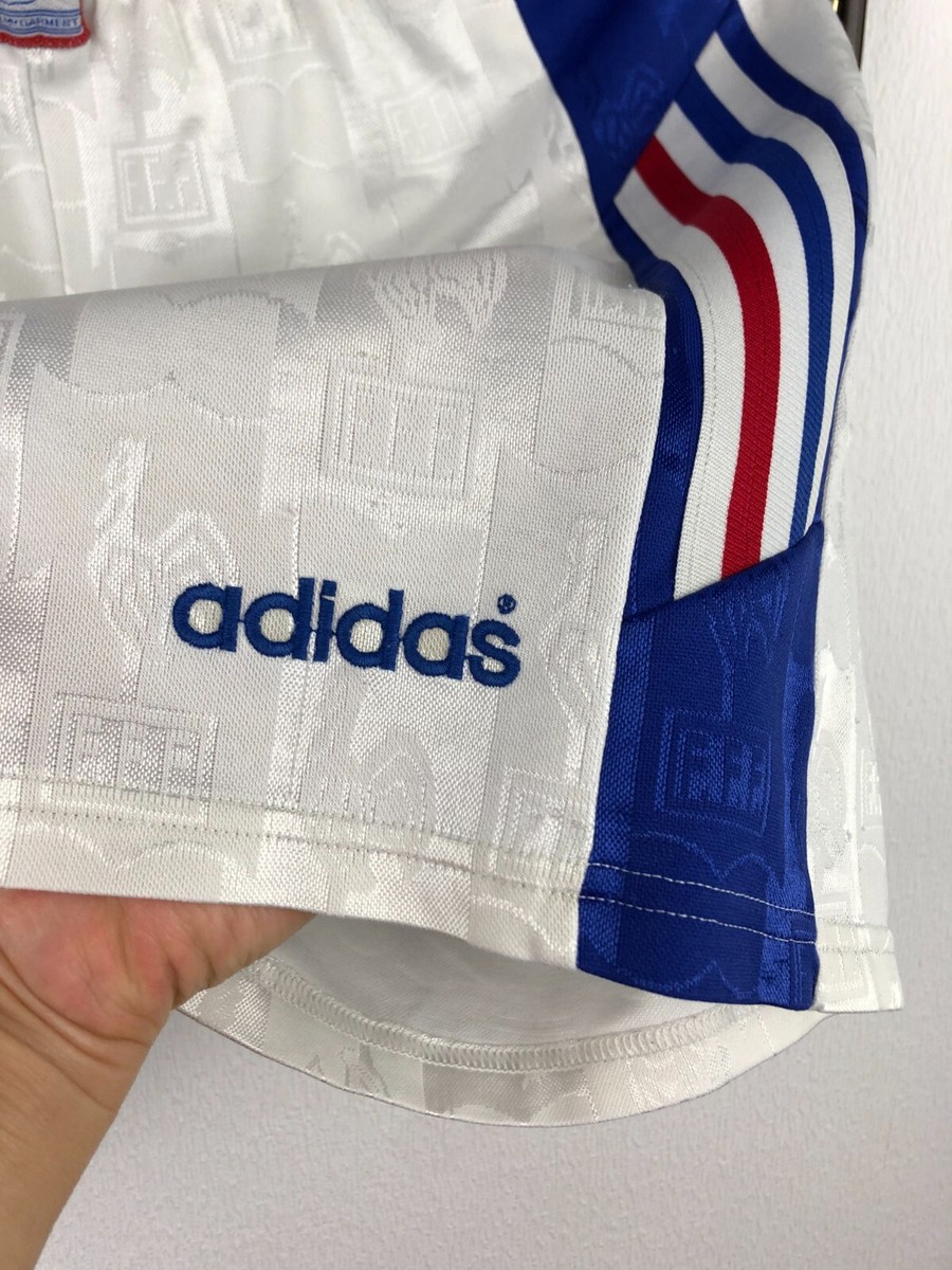 Vintage 1996 Adidas France Football Shorts Soccer White Mens