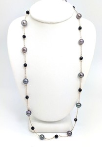 10k-Yellow-Gold-Black-Pearl-amp-Onyx-Bead-17-034-Necklace-GB-B63
