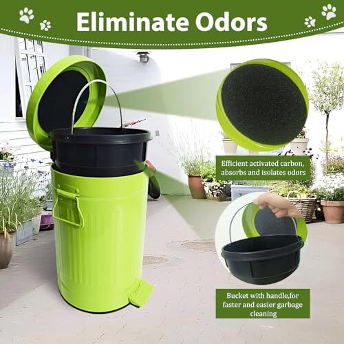 12L Industrial Style Outdoor Dog Waste Trash Can, Dog Poop Trash Can