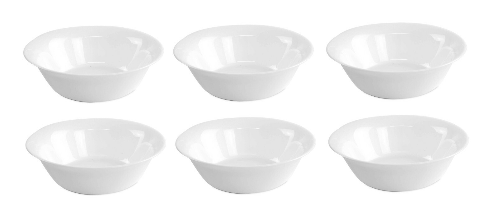 Set of 6 White Cereal Bowls Glass Ice Cream Bowl Tempered Soup Dessert
