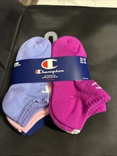 Champion No-Show Athletic Socks Sz 5y-7y 6-Pk W/ Logo Script