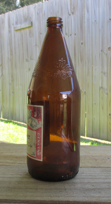 Vintage 1970's Budweiser Amber Glass Beer Bottle Jug 32 Oz Quart