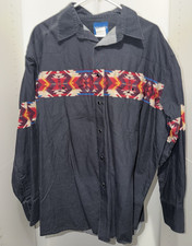Wrangler Western Shirt Men's XL Geometric Stripe Long Sleeve Cotton
