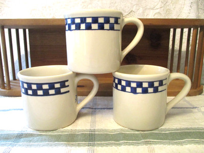 Hartstone Checkmates Blue Check Set of 3 Classic  Mugs