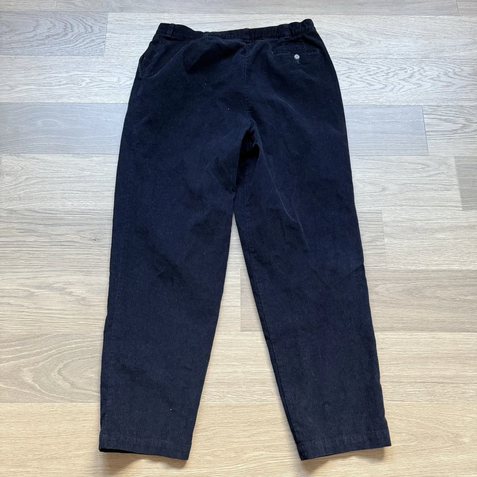 LL Bean Pants Women 18 Medium Tall Corduroy Vintage 90s Loose Baggy Black OHD21 - Image 2 of 4
