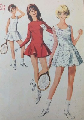 Vintage 60er Jahre Simplicity Tennis Schlittschuh Kleid Schnittmuster 6478 Büste 31''