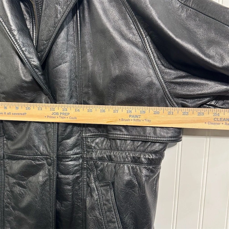 Chaqueta de Cuero Wilsons Vintage Grande Negra Thinsulate Ultra Longitud Media Abrigo de Coche Foto 3 de 4