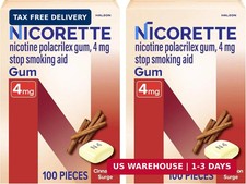 Nicorette Nicotine Gum Stop Smoking Aid, 4 mg, Cinnamon Surge Flavor - 2x100 Cou