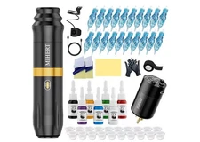 Tattoo Gun Kit with Wireless Rotary Tattoo Machine, 1500mAh Battery, 20 Tattoo C