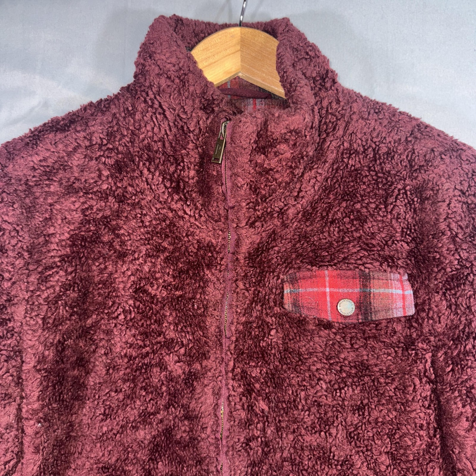 Pendleton Jacket Mens Medium Burgundy Sherpa Flee… - image 3