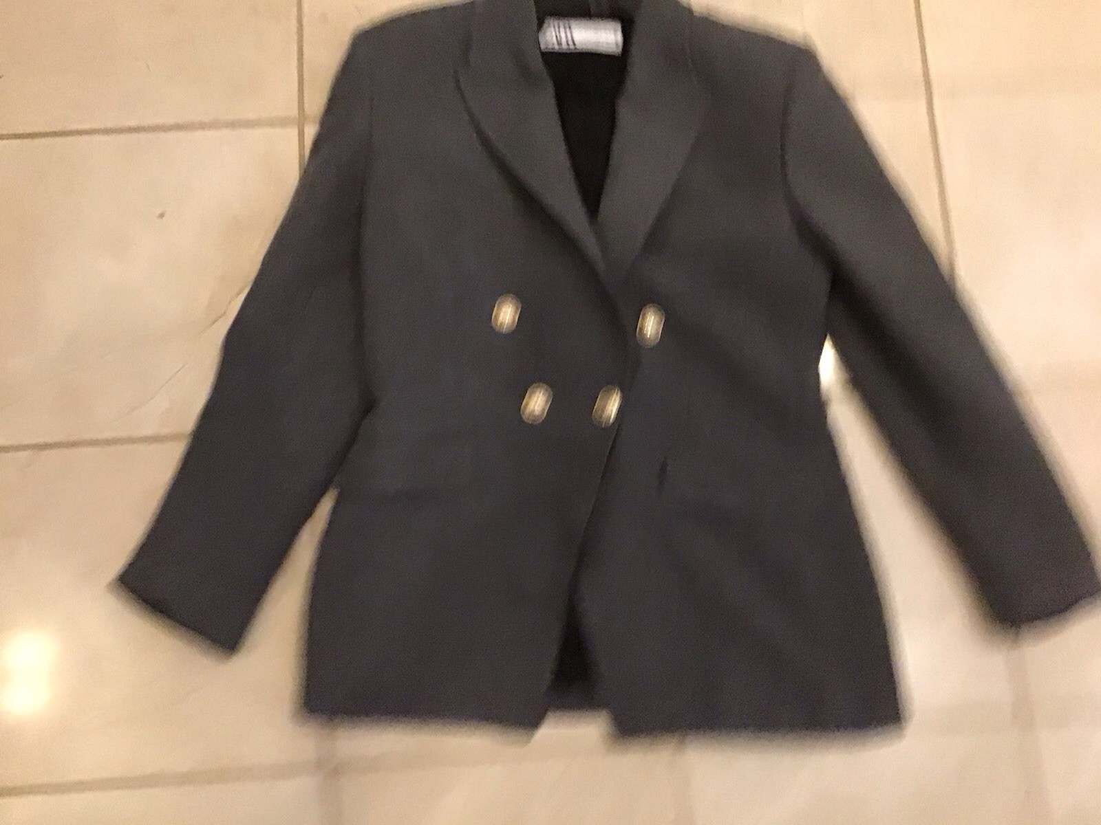 ZARA Gray Double-Breasted Button Collared Blazer … - image 7