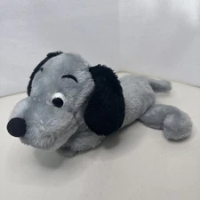 Vintage Dakin Gray Drooper Dog Nut Shell Stuffed Plush 1973 Rare Grey Black 10"