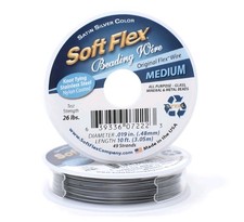 Soft Flex Satin Silver Beading Wire 49 Strands/Medium Size/10ft Spool New