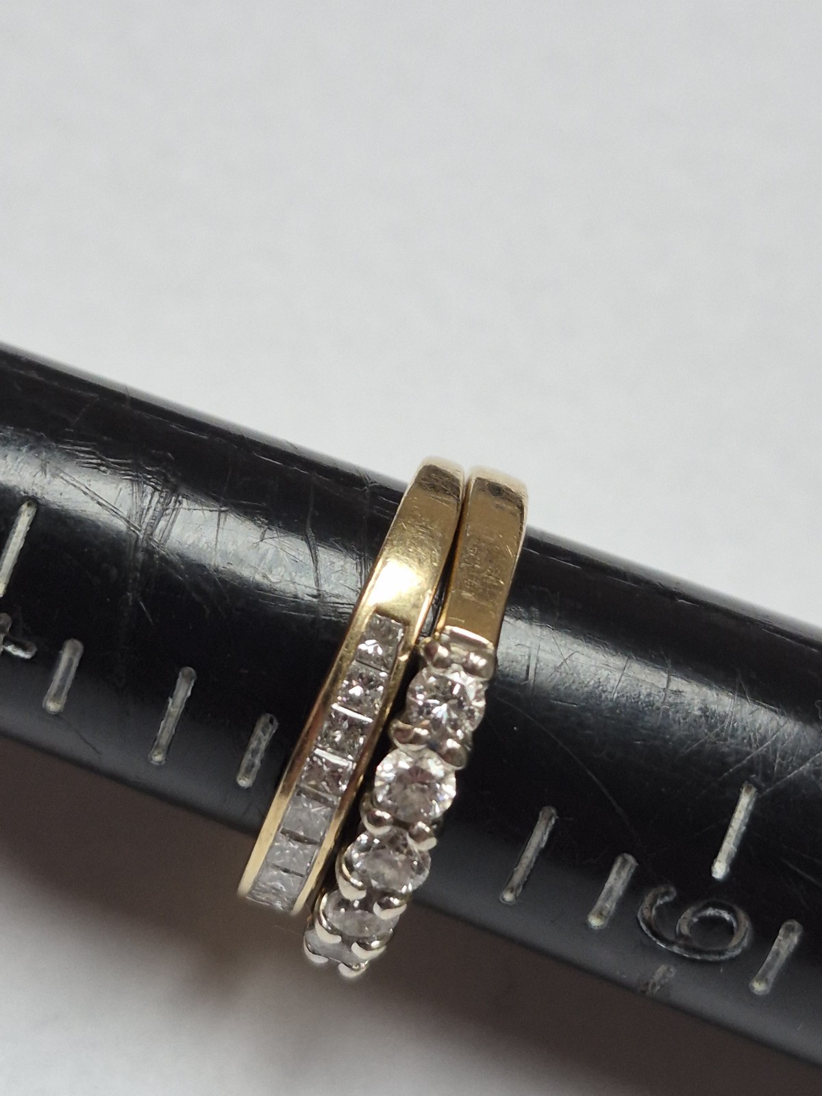 Two Piece 14kt Solid Yellow Gold Ring Diamond Rin… - image 2