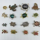 Lot 16 Vintage Now TURLE BROOCH Pin Collection Rhinestone Enamel Costume Jewelry