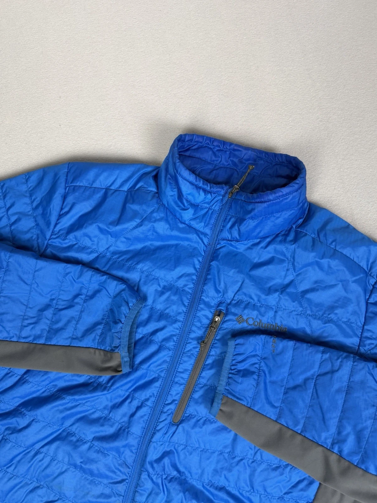 Columbia Jacket Mens L Blue Omni Heat Insulated Lightweight Puffer Coat Outdoors