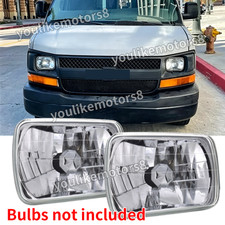 Pair 7x6 5x7 Glass Headlight Housing Fit Chevy Express Cargo Van 1500 2500 3500