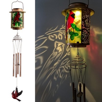 Solar Wind Chimes for Outdoor, Cardinal Garden Decorations Memorial Wind Chim...