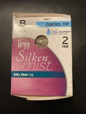 L'eggs Silken Mist Women's Control Top 2pk Pantyhose Nude Size B New In Box