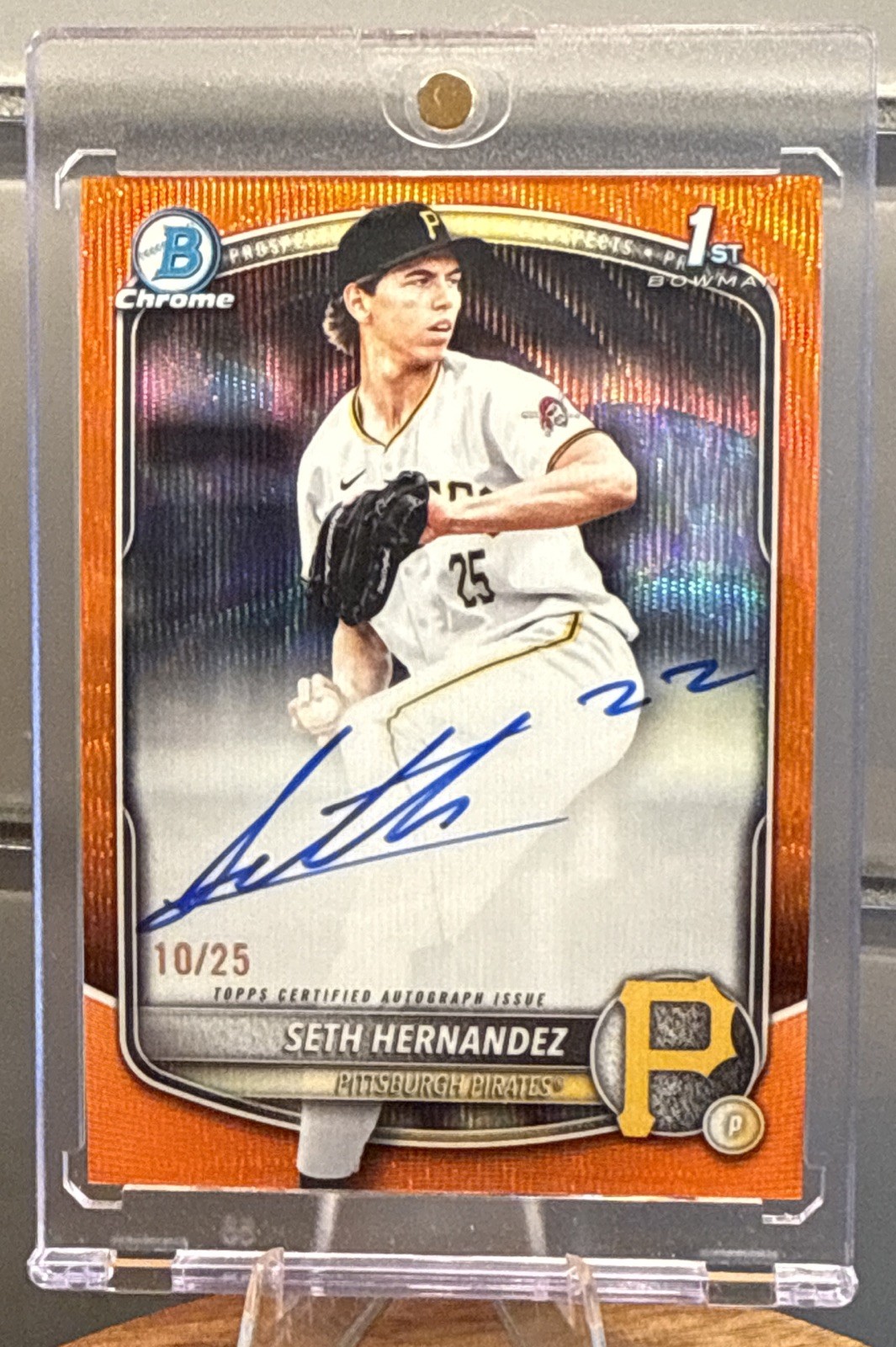 2025 Bowman Chrome Draft Seth Hernandez 1st Orange Wave Auto 10/25 💎 🔥