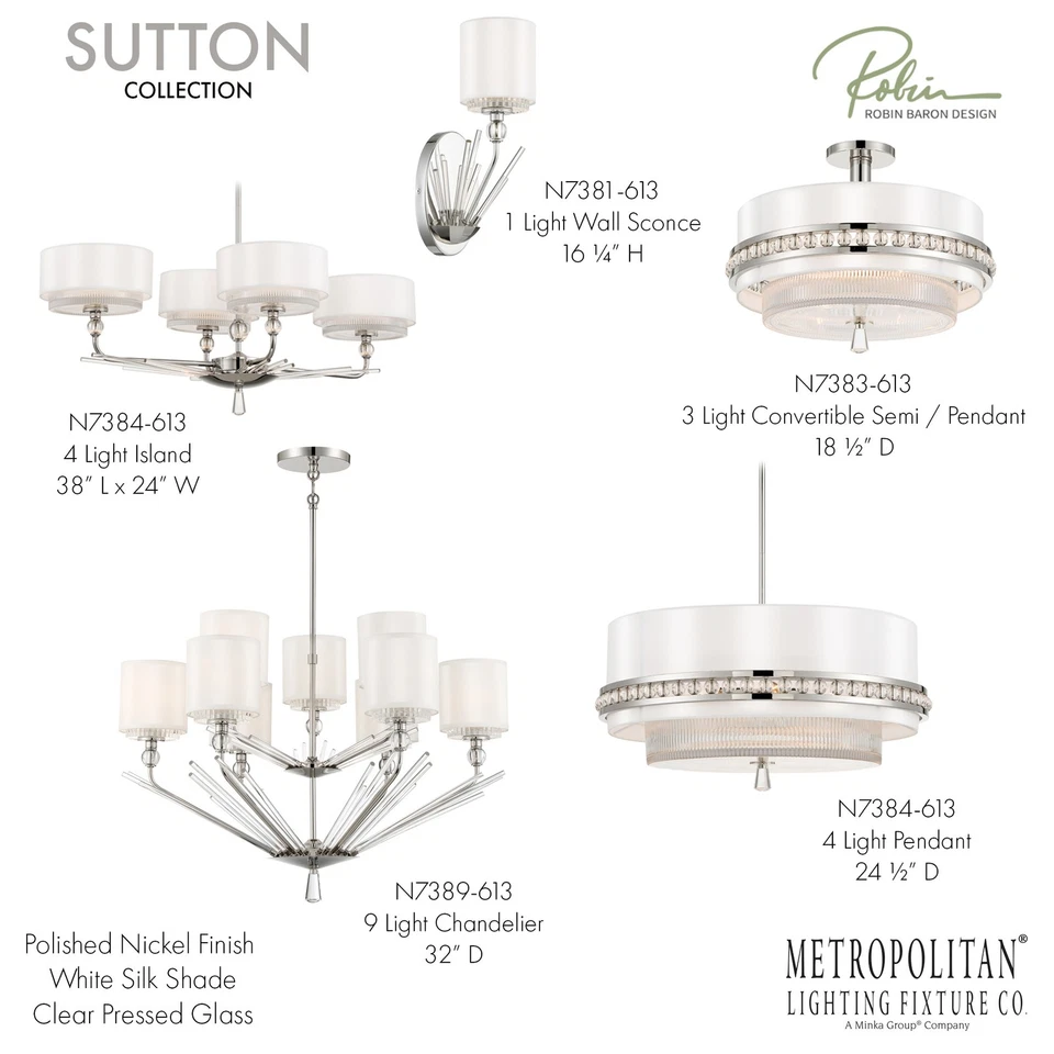 Colgante Metropolitan N7383 Sutton 3 luces 19" W - níquel Foto 4 de 4