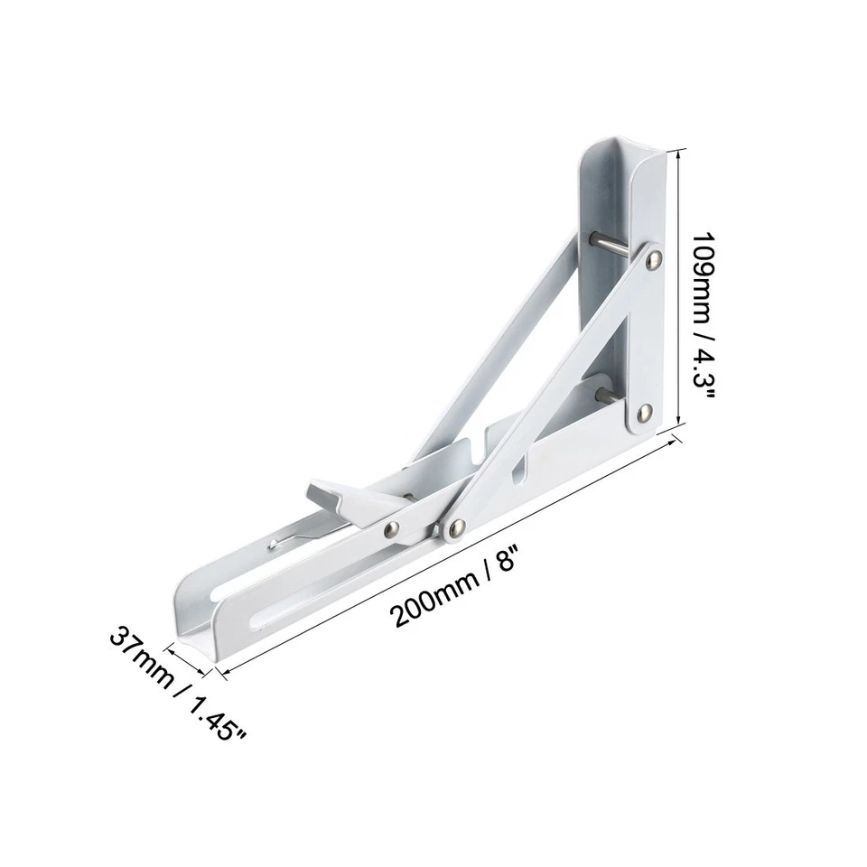 Folding Bracket 8" 200mm Shelf Table Desk Wall Mounted Support Long Release Arm - Bild 2 von 4