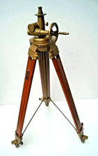 Antique Wooden Corner Floor Tripod Stand Vintage Brass Brown Suitabl For Camera