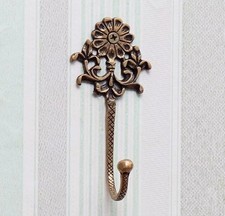 ANCIEN CROCHET EN LAITON 2 PIÈCES CROCHET DE VESTE EN TISSU MURAL