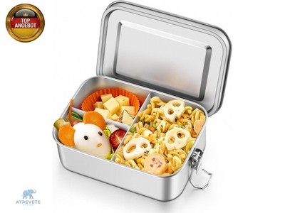 Edelstahl Brotdose mit Fächern, 850ml Bento Box Lunchbox mit Abnehmbar