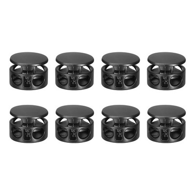 8Pcs Metal Cord Locks, 3.5mm Double Hole Toggle Spring Stop, Black