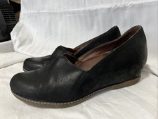 Dansko Liliana Black Burnished Nubuck Comfort Slip On Shoes Sz 38 Loafers